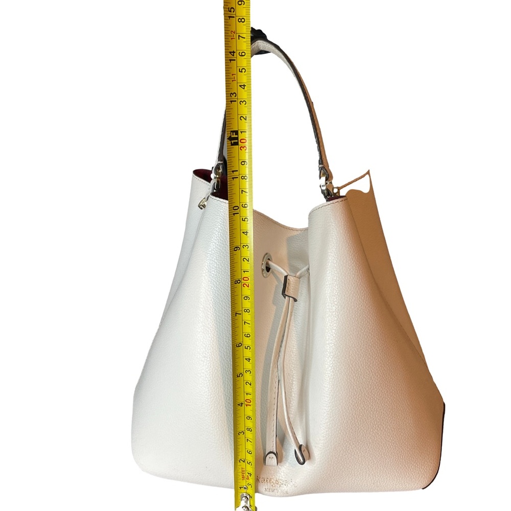 Kate Spade Eva Refined Grain White Leather Large Bucket Purse - Picture 4 of 6